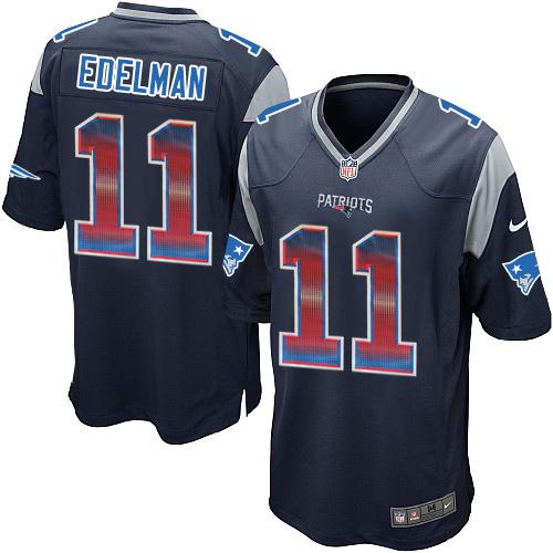 Nike Patriots #11 Julian Edelman Navy Blue Team Color Men's Stitched NFL Limited Strobe Jersey - Click Image to Close